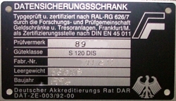 VDMA S 120 DIS Label - 2 Hour Data Media Storage