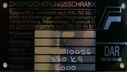 VDMA S 60 P Label - 1 Hour Paper Storage