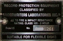 An Underwriters Laboratories Class 125 2 Hour Label